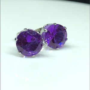 Sterling Silver AAAAA Rated Purple CZ Earrings